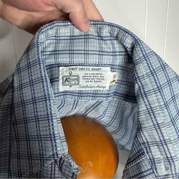 Vintage 70s K-Mart Blue Knit Retro Shirt - Picture 7 of 12